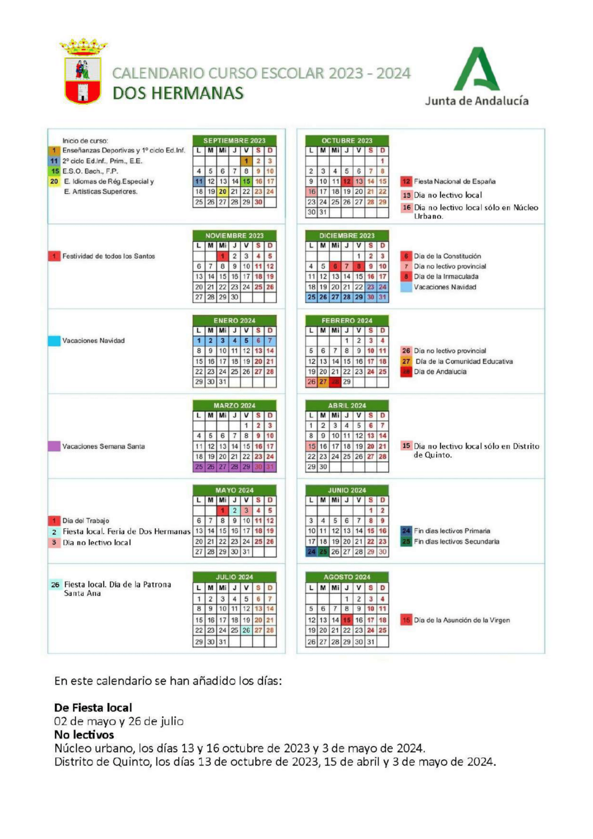 Calendario escolar dos hermanas 2025 6